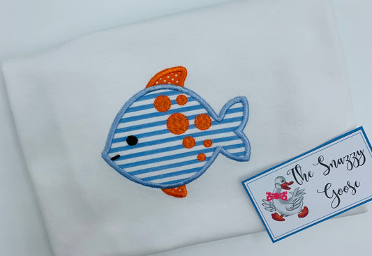 Seersucker Fish Applique Tshirt