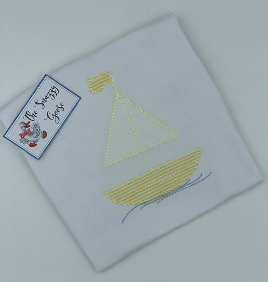 Nantucket Sailboat Applique Kids Short Sleeve Tshirt