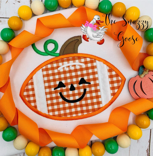 Pumpkin Football Applique Shirt