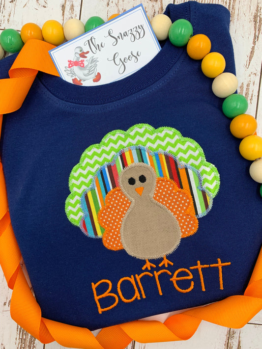 Thanksgiving Turkey Applique Shirt