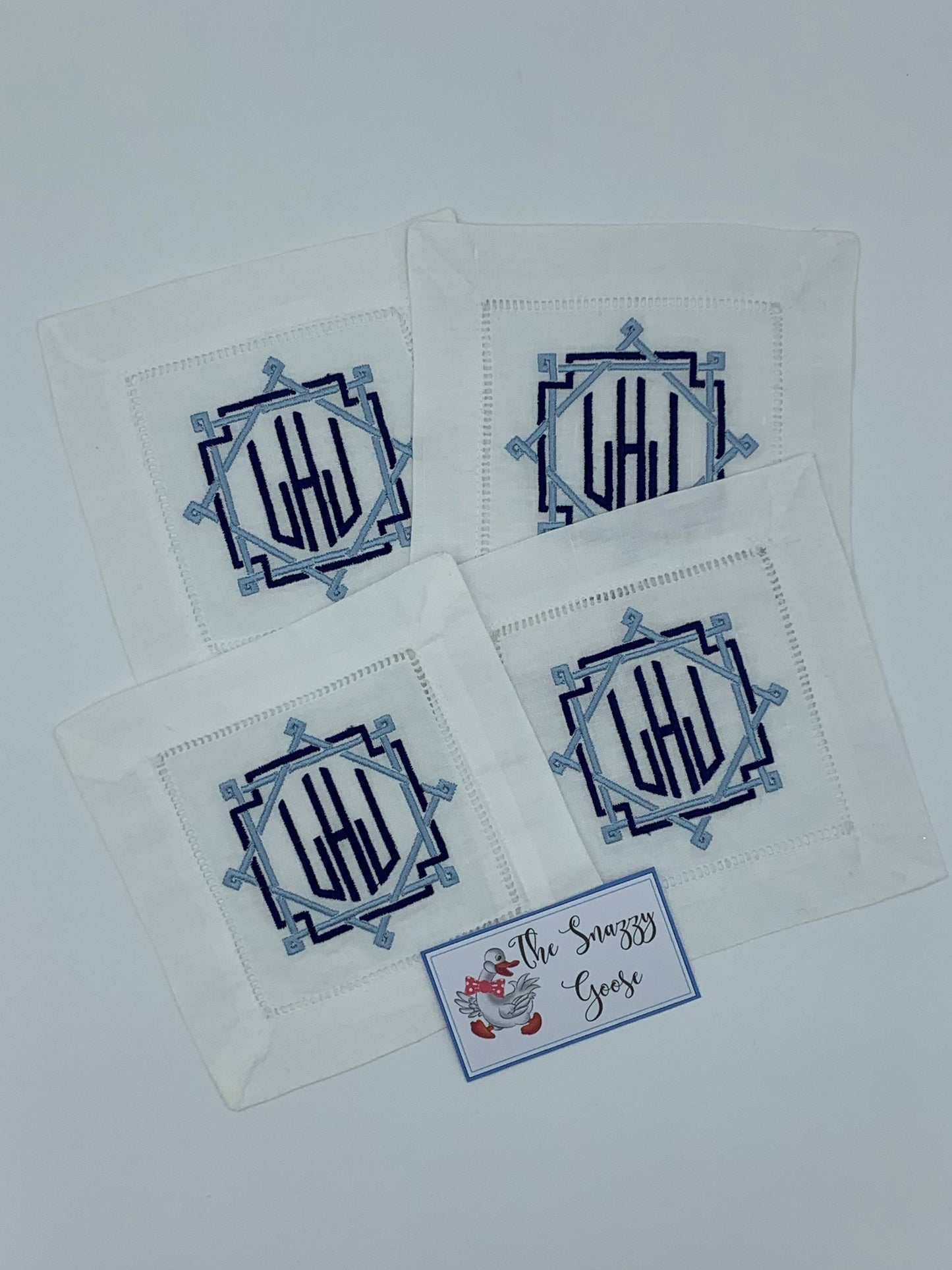 Monogrammed Linen Cocktail Napkins Set