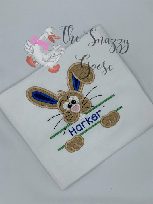 Boys Easter Bunny Applique Tshirt with Monogrammed Name
