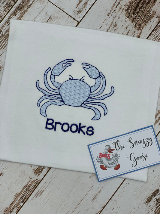 Kids Embroidered Watercolor Crab Shirt