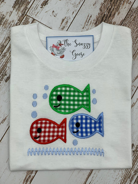 Fish with Bubbles Applique Short Sleeve Tshirt